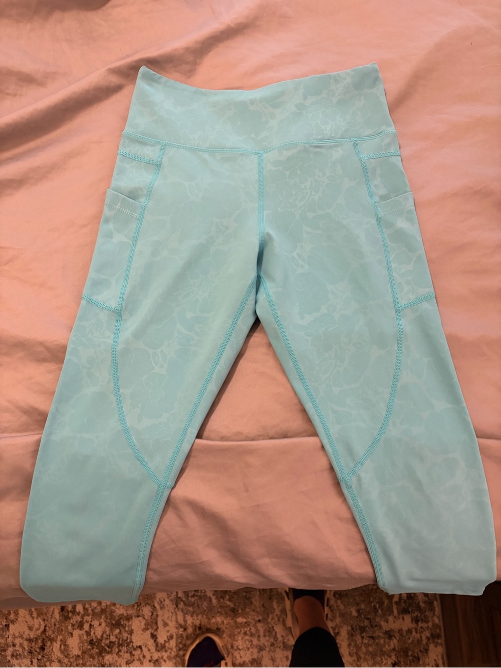 ZYIA Light Aqua Capri Leggings with Side Pockets
